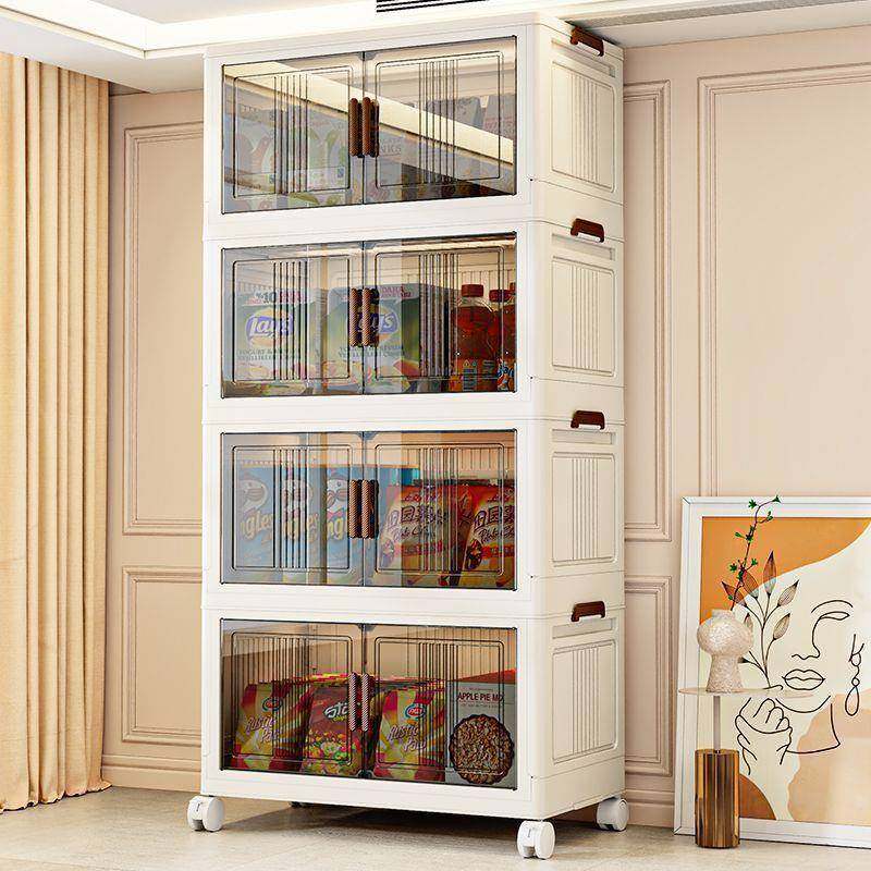 折叠收纳柜多层塑料储物柜家用杂物整理柜简易安装卧室床头柜书柜