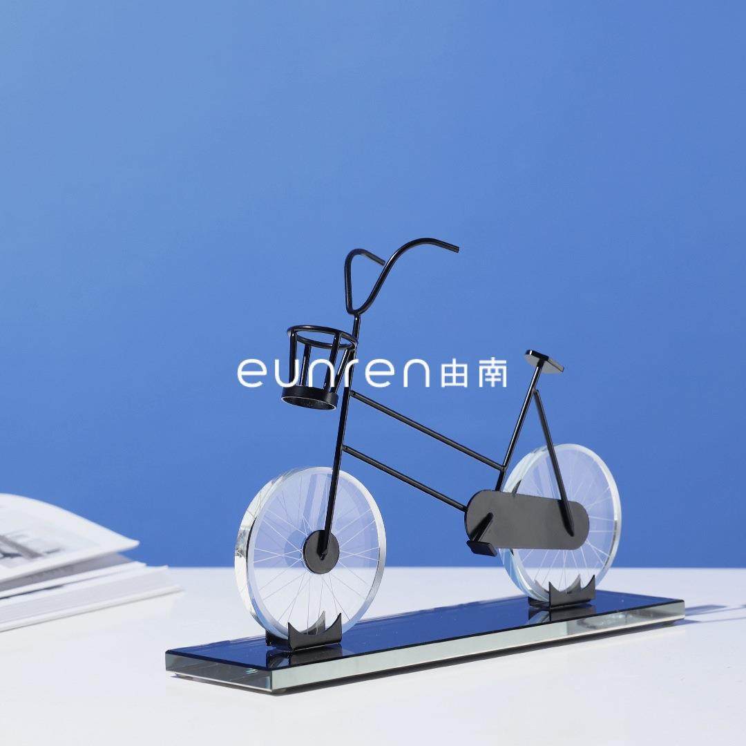 简约创意轻奢小清新水晶自行车摆件样板房间家居儿童房软装饰品