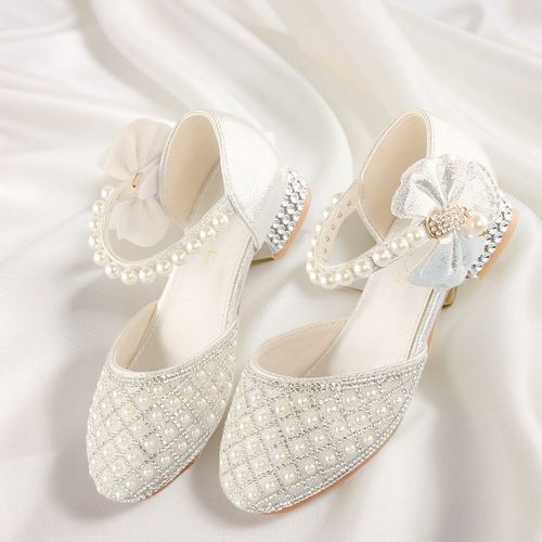 韩系甜美公主水晶凉鞋女童儿童高跟礼服鞋时尚钢琴表演模特皮鞋