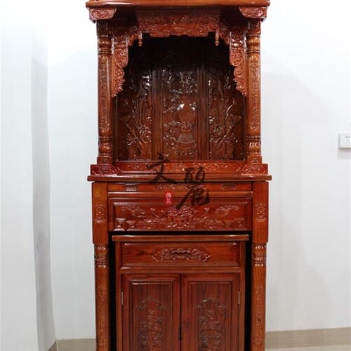文丽佛具 佛龛供桌i 神楼立柜 背板雕花 红檀木佛龛 60.68.81.88