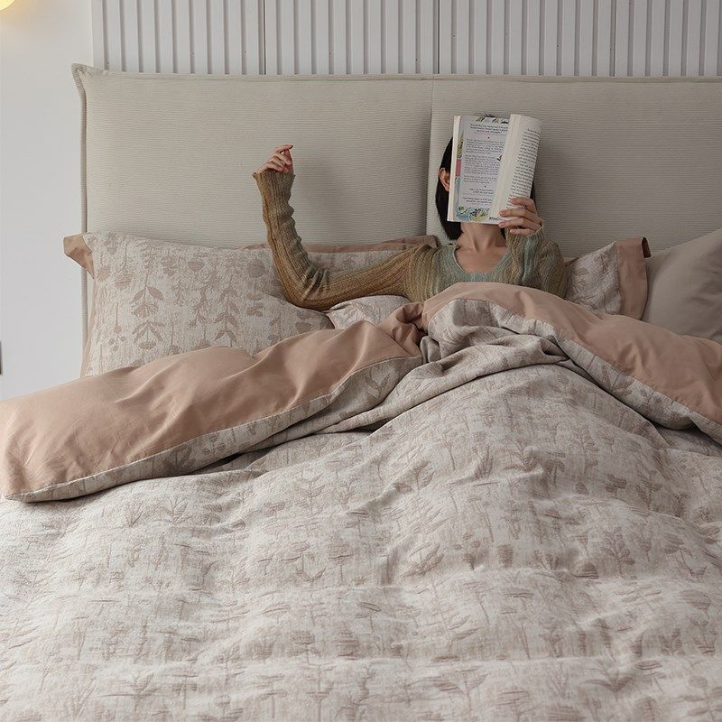 轻奢复古风花卉空气提花全棉水洗棉四件I套纯棉床笠床单被套床品2,床上用品,床品套件/四件套/多件套,淘宝优惠券,粉丝福利购,淘宝优惠卷