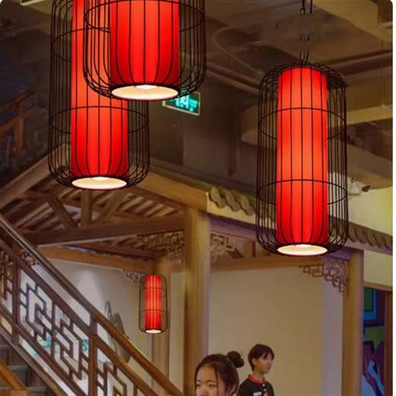 中式火锅店带射灯饭店酒茶楼卡座过道红色中国风铁艺灯笼鸟笼吊灯,家装灯饰光源,餐厅吊灯,淘宝优惠券,粉丝福利购,淘宝优惠卷