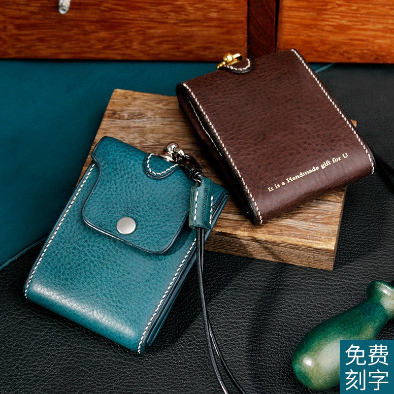 真皮多卡位大容量小卡包男士手工钱包韩版驾驶证包女学生挂脖卡套