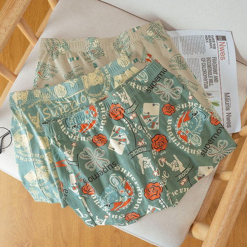 男士内裤纯棉阿罗裤夏季居家大码宽松四角短裤休闲男生潮流平角裤