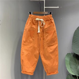 300斤美式 显瘦老爹裤 复古休闲哈伦裤 大口袋宽松时尚 男夏季 特大码