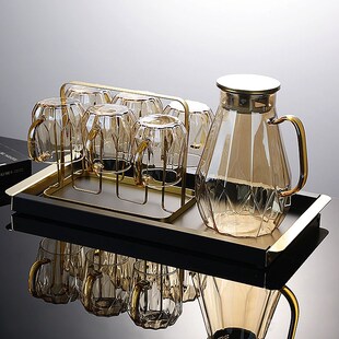 轻奢家用耐高温i玻璃杯凉水壶水具套装带把喝水杯子待客用泡茶杯