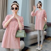 春秋装 2024新款 套装 孕妇装 k时尚 纯棉上衣春款 小清新时髦长袖 连衣