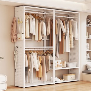 全金属洞洞板衣柜钢架结构开放式衣帽间架子组合简易铁架衣柜家用