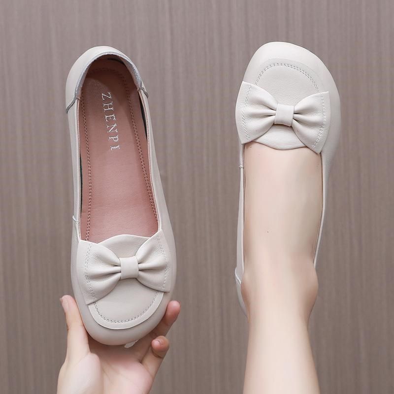 真皮平底豆豆鞋女春新款软底妈妈鞋中老年牛皮鞋大码浅口舒适单鞋,女鞋,浅口单鞋,淘宝优惠券,粉丝福利购,淘宝优惠卷