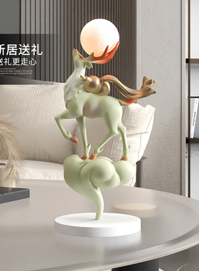 新中式葫芦鹿桌面摆件家居饰品客厅电视柜酒柜P玄关灯乔迁新年礼