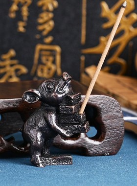 创意小猪线香炉香插家用檀香熏香座室内沉香托灰R支架禅意茶道摆