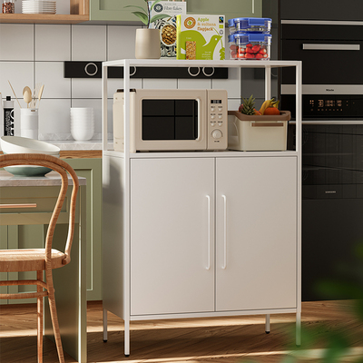 北欧奶油风钢制餐k柜微波炉餐柜小家电置物架铁艺收纳柜厨房柜子