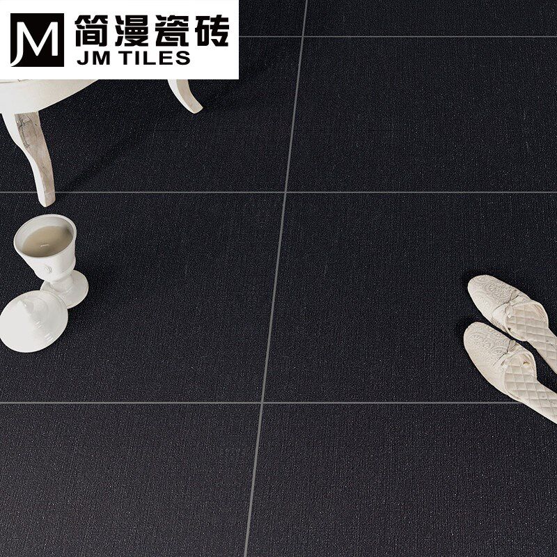 复古黑色瓷砖仿古砖通体仿布纹 防滑600卫生间阳台工程地板砖墙砖