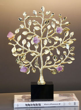 简约轻奢发财树摆件高档办公室桌面摇钱H树客厅酒柜乔迁新居装饰