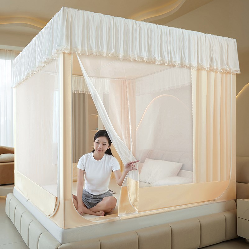 新款坐床遮光床帘一体式床笠防摔婴儿童蒙古包防尘顶床幔家用卧室