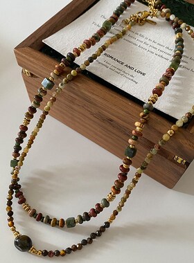 民族风项炼新款2025爆款天然石串珠锁骨炼女高级感秋冬覆古毛衣炼