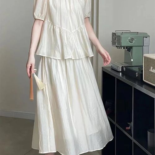 孕妇装夏季假两件连衣裙2024夏装新款时尚洋气遮肚仙女裙大码显瘦