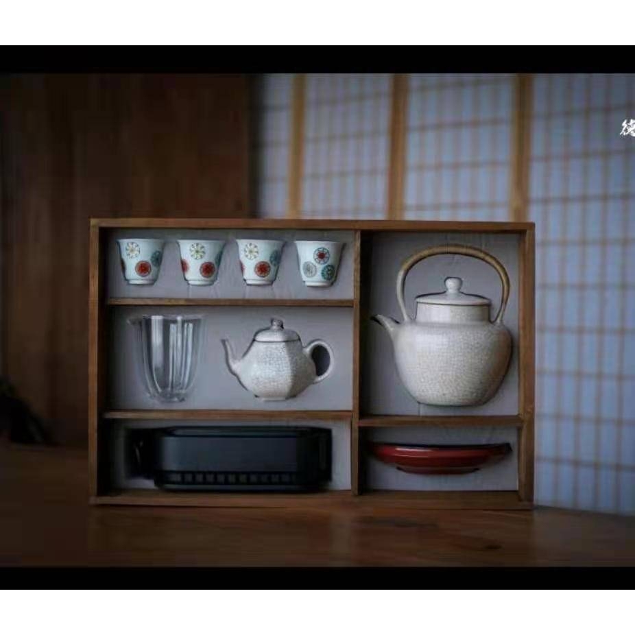 大岸堂 聚品套装 茶叶柜电陶炉茶炉煮茶壶泡茶壶茶杯陶瓷玻璃茶具