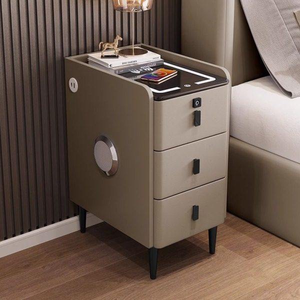 超窄小型实木床头柜简约现代家用卧室小户型智能多功能三抽床边柜,住宅家具,智能床头柜,淘宝优惠券,粉丝福利购,淘宝优惠卷