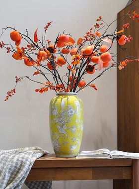 新中式陶瓷花瓶i青花瓷高级感萝卜瓶彩色客厅家居摆件鲜花瓶插花