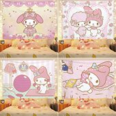 三丽鸥美乐蒂背景布挂布可爱少女心治愈系墙面装 饰墙布房间库洛米