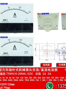 指针励磁电流表59L1交流150A/5A/1A 59C2直流150A/75MV/4-20MA10v