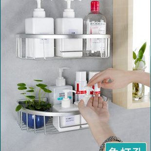 浴室置物架太空铝壁挂收纳洗漱架子免打孔沥水卫生间厕所厨房网篮