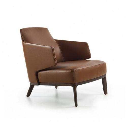 速扮家意式轻奢布艺沙发椅酒店会所简约实木休闲椅售楼处样板间