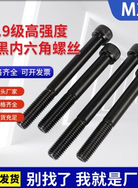 12.9级内六角螺丝M27高强度圆柱头内6方螺栓黑色杯头螺钉加长M27