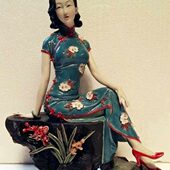 石湾公仔陶瓷工艺仕女梅兰竹菊兰花精品博古架摆件林伟东手工精品