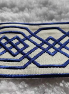 8厘米宽窗花图案高经密绣花窗帘花边辅料轻奢新中式古典织带靠垫