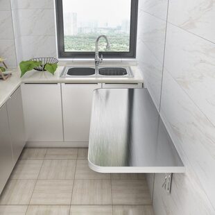 免打孔304不锈钢墙上隐形切菜桌壁挂操作台收纳可折叠厨房置物架