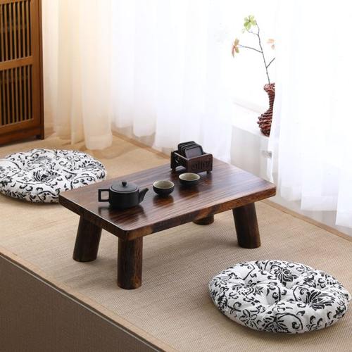 日式烧桐木飘窗桌子小茶几简约榻榻米矮桌子圆地桌炕几实木小方桌