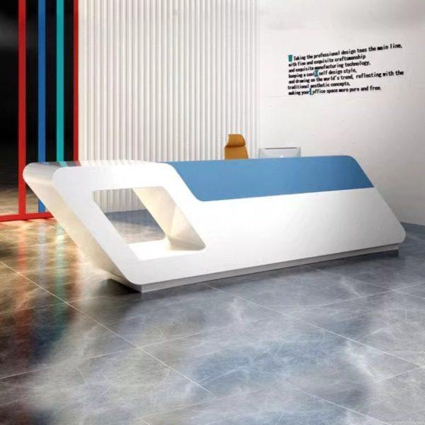 办公前台桌定制时尚烤漆前台酒店服务异形接待台不规则收银台吧台