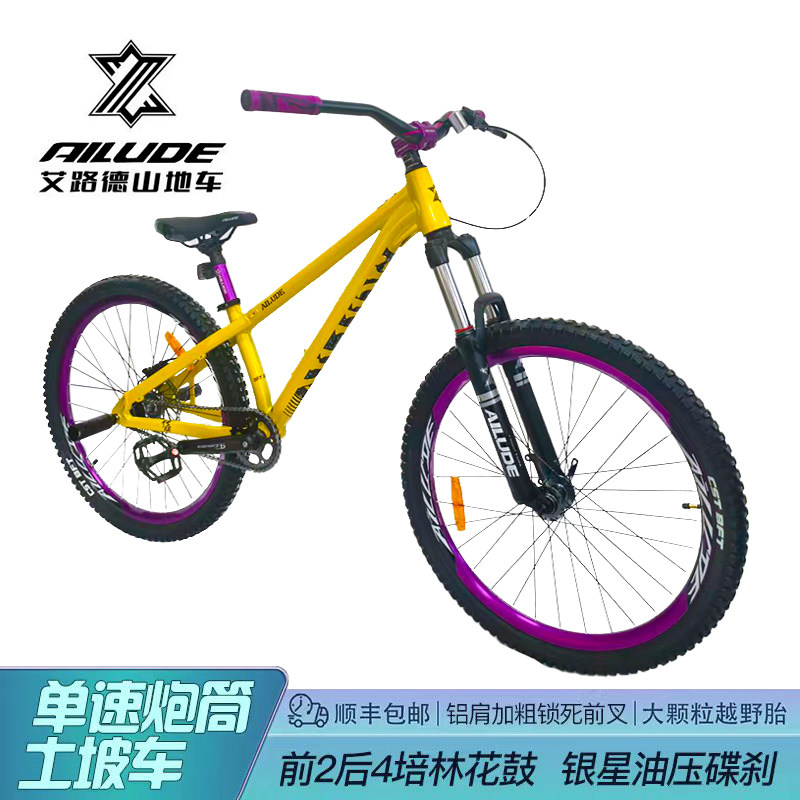 艾路德TP50土坡山地自行车铝合金120花鼓带炮筒青少年学生油碟刹