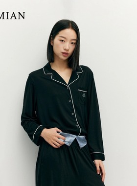 宿眠无压系时尚轻奢肯豆短款开衫家居服套装91002