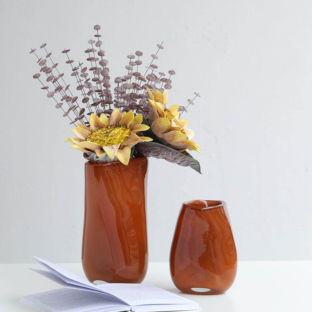 怡露现代琉璃花瓶插花摆件橘色厚重扁口花器家居软装装饰品,机械设备,其他机械设备,淘宝优惠券,粉丝福利购,淘宝优惠卷