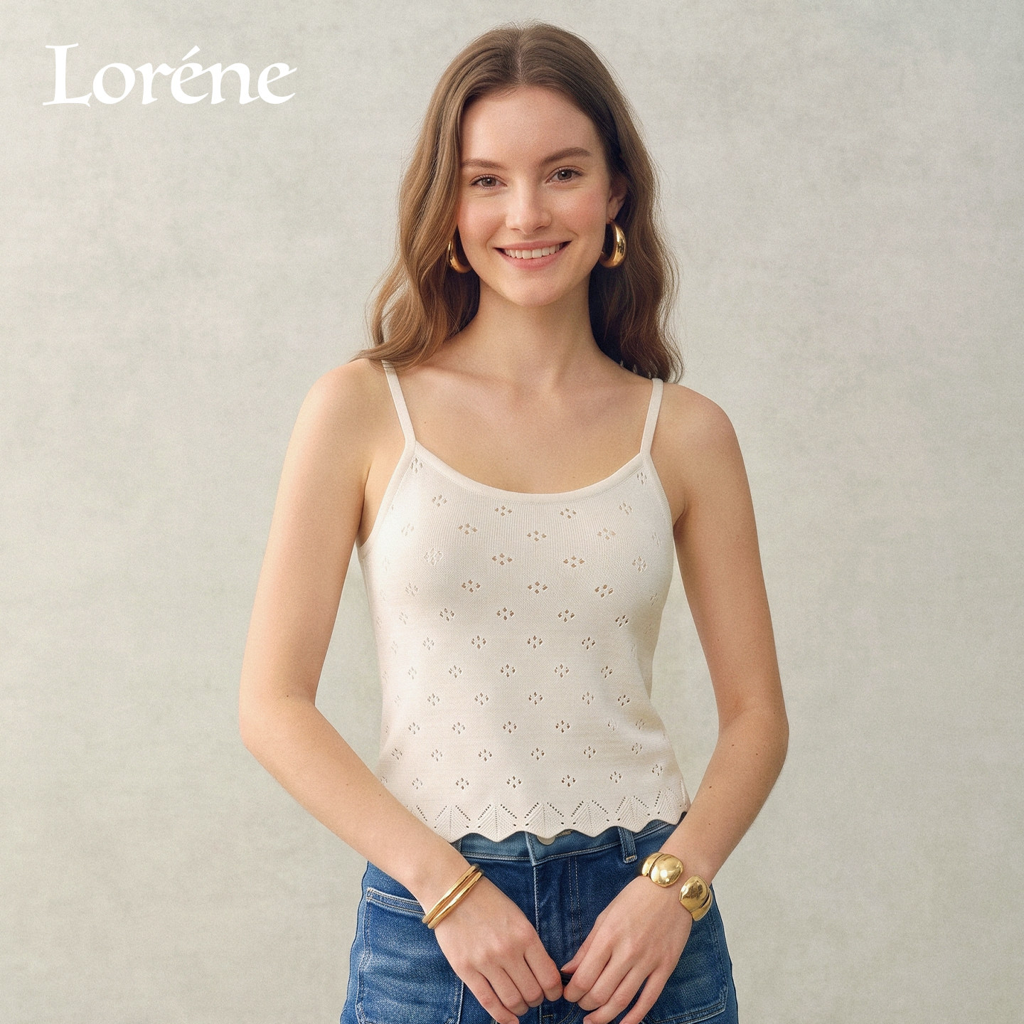 Lorene吊带女纯棉复古打底背心