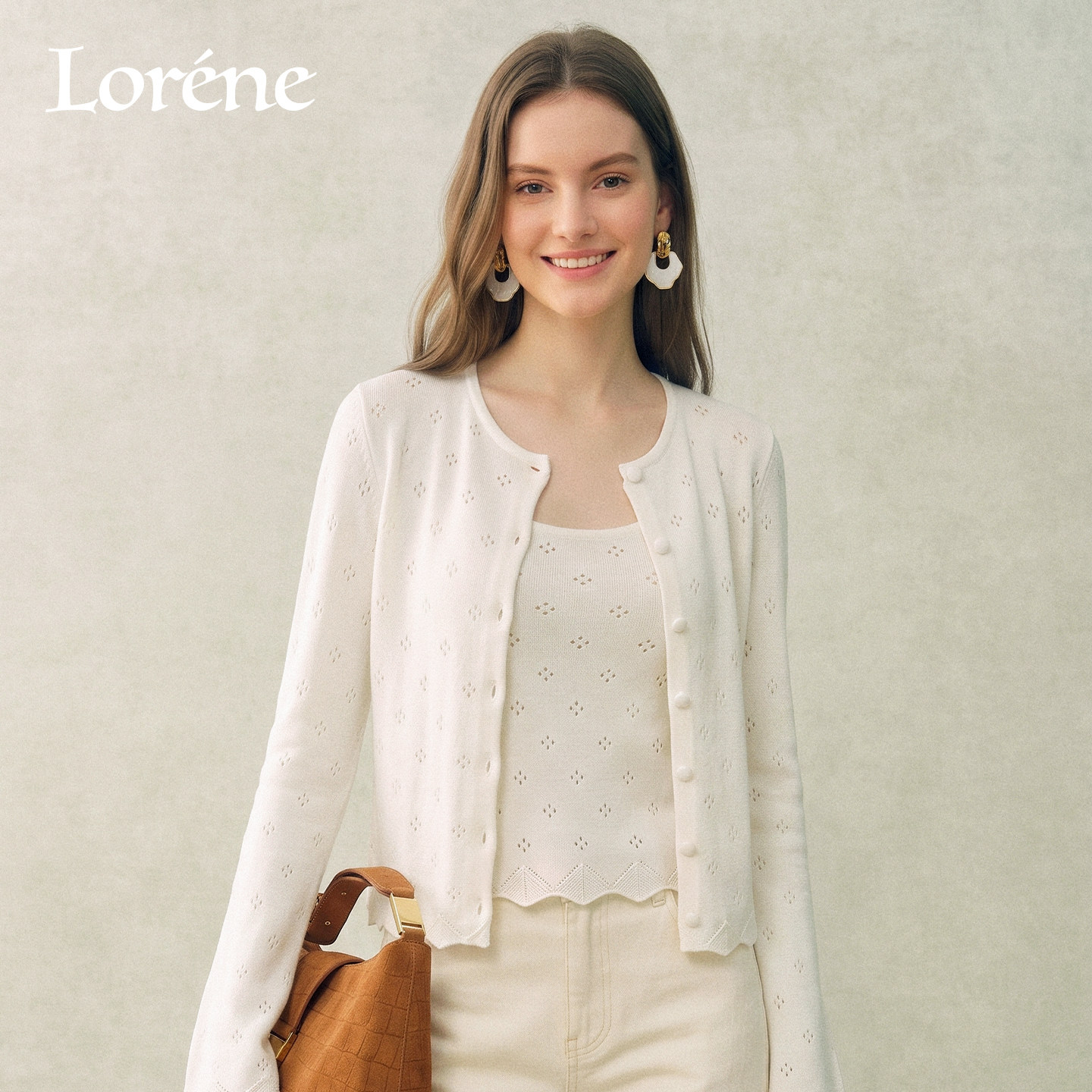 Lorene针织衫女长袖宽松长袖开衫