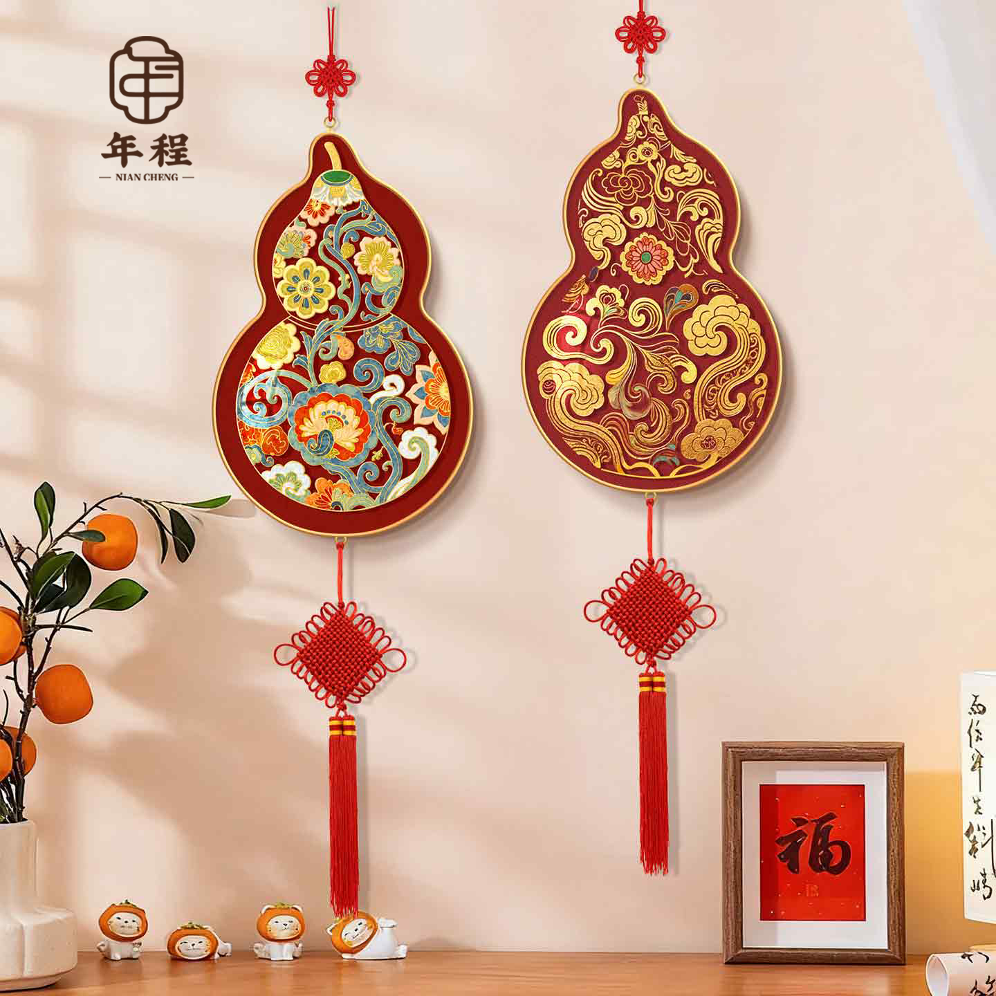 新中式葫芦客厅装饰画福禄电视机背景墙小尺寸挂画新款中国结挂件
