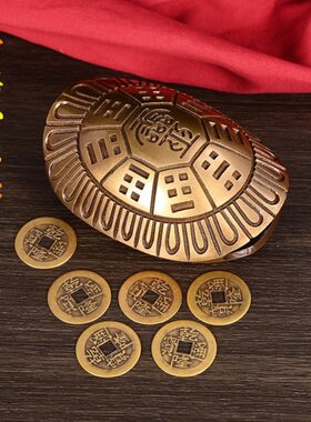 六摇卦铜乌龟壳创意铜钱用具龟甲六十四卦工具中式工艺品家居摆件