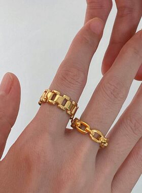 直接封神！简约潮流百搭叠戴链条戒指博主风上档次可水洗指环食指