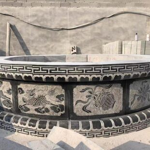 大理石花岗岩天青石头雕刻定做坟围石包坟墓地土葬墓围石墓圈石