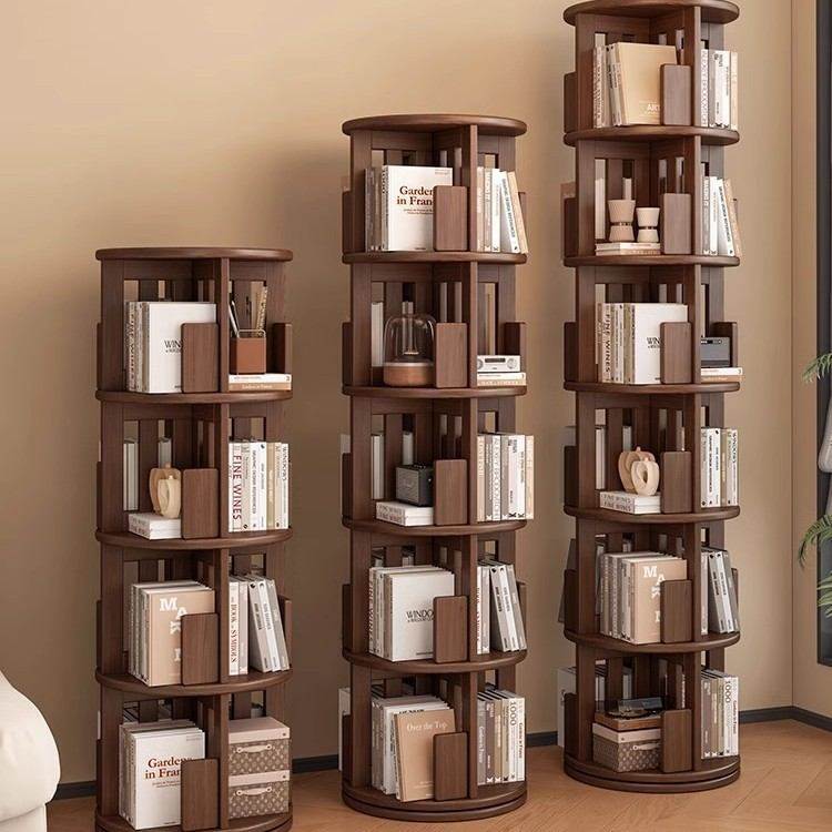现货现发实木旋转书柜家用儿童收纳客厅多层书架小隔板落地置物架,住宅家具,旋转书架,淘宝优惠券,粉丝福利购,淘宝优惠卷