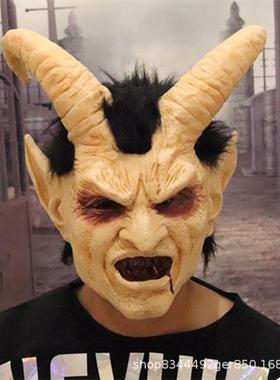 人面路西法Lucifer乳胶面具牛角头套万圣节Cospal道具