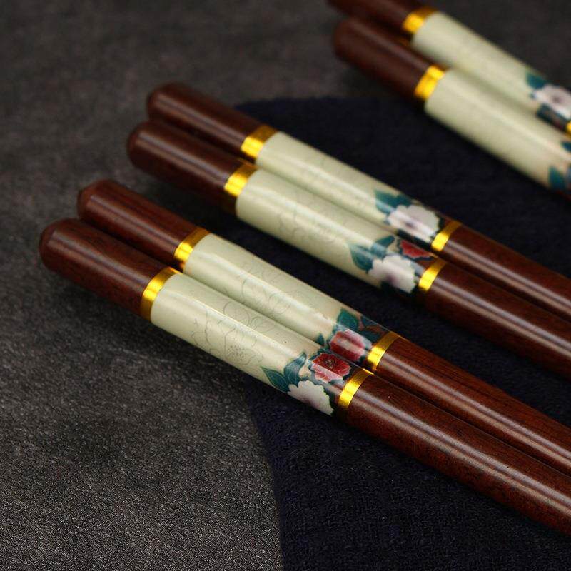 红檀木一家人个人专用筷子 家用高档防滑5色10双分餐防霉木制筷子