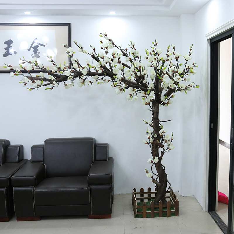 仿真玉兰花树大型仿真绿植橱窗装饰室内客厅造型盆景落地假花摆件