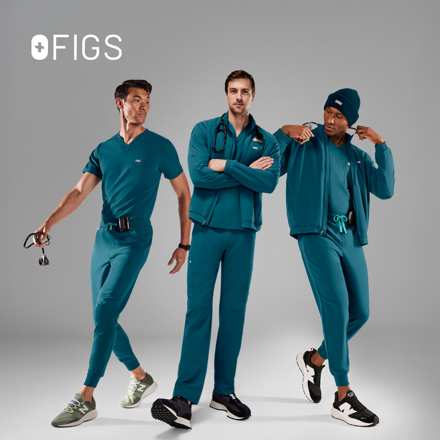 FIGS 蓝绿色医护套装 男士速干刷手服牙科医生工作服 (上衣+裤子)