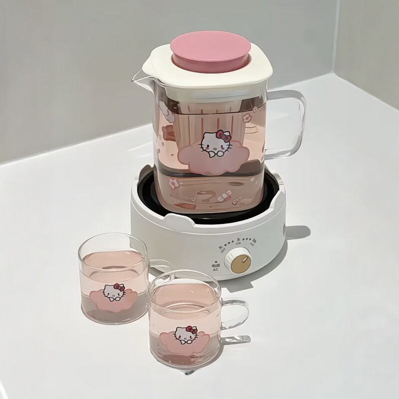云朵kitty水壶套装电陶炉冬季保温加热办公室高颜值养生喝水茶具