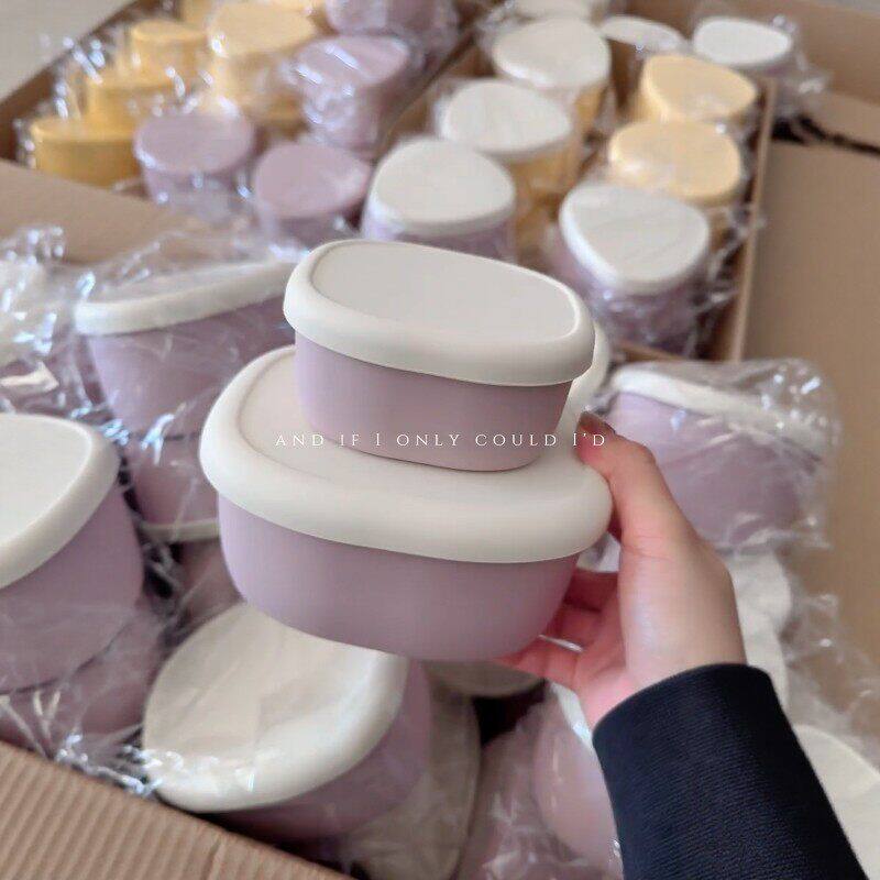 可爱紫色保鲜盒饭盒水果便当盒微波炉加热食品级硅胶密封盒2026新